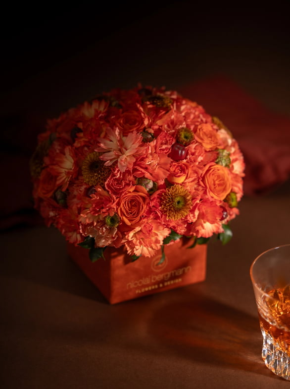 Fresh Flower Cube Arrangement ' Perfect Autumn '