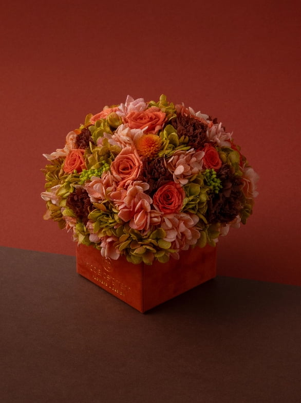 Preserved Flower Cube Arrangement ' Perfect Autumn '