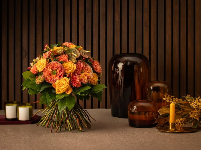 Fresh Flower Bouquet ' Autumn Rose Garden '